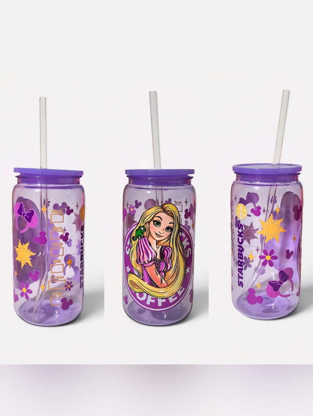 Rapunzel Princess Disney Acrylic Plastic Tumbler Cup 16oz Purple